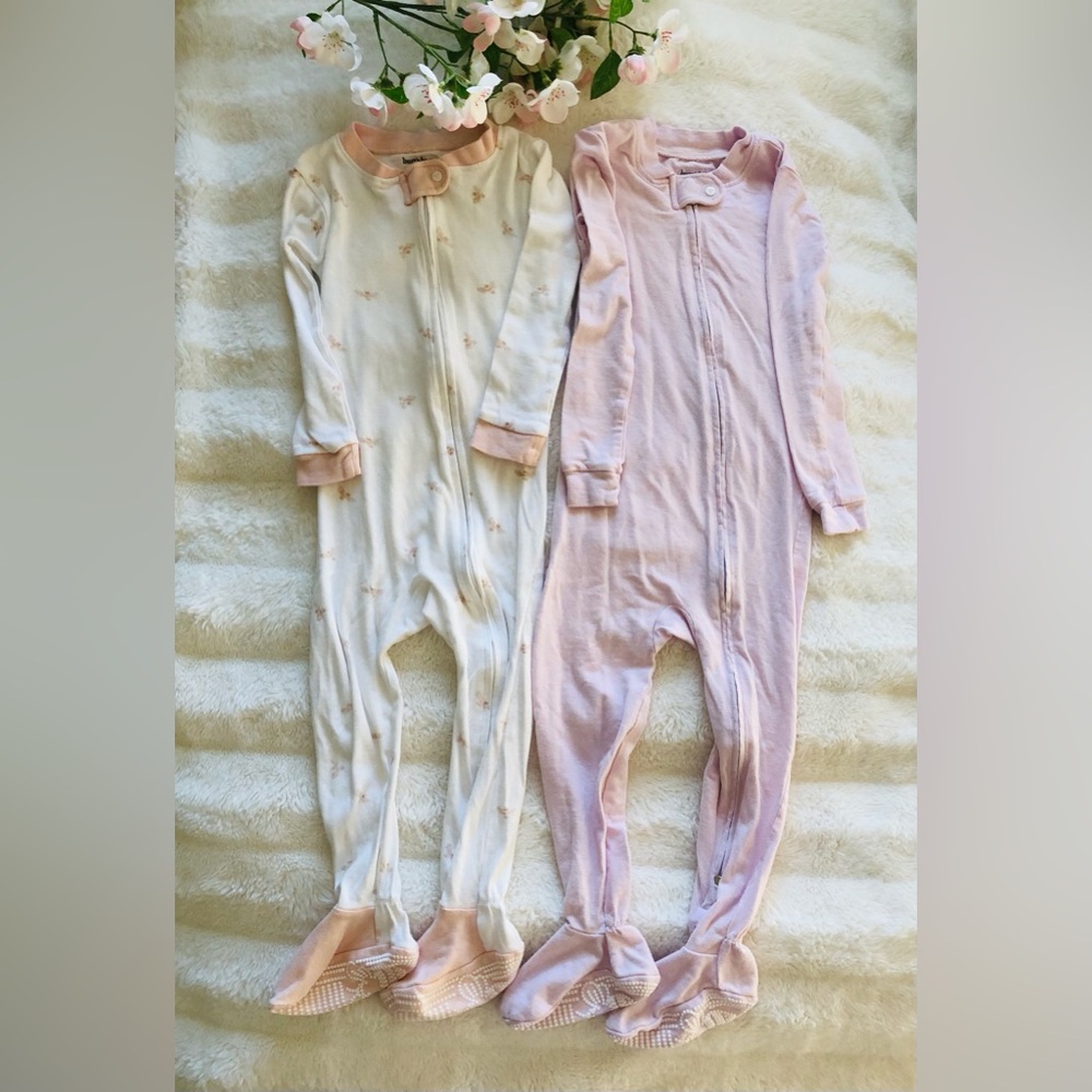 Burt’s Bees Baby Organic Cotton Footed Pajamas Set Size 24 Months EUC